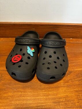 Toddler Boys Black Slip On Waterproof Beach Summer Pool Rubber Crocs Jibbitz C13